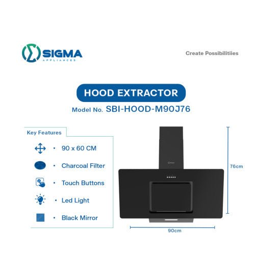 SIGMA BUILT-IN HOOD EXTRACTOR 90 CM BLACK MIRROR SIG-HOOD-M90J76 - CompuGhana