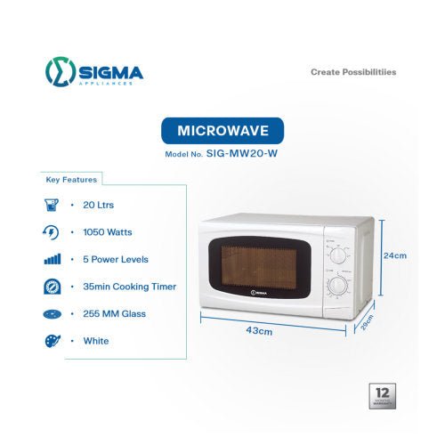 SIGMA 20L MICROWAVE SOLO WHITE - CompuGhana
