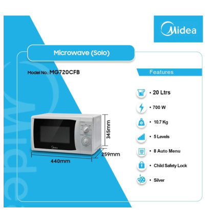 Midea 20L Emg720c2vr-b Grill Microwave Silver