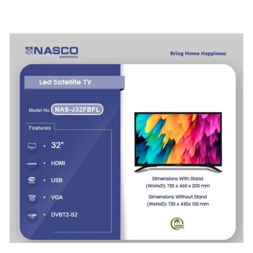Nasco 32'' nas-j32fbfl Led Digital Satellite Television - CompuGhana