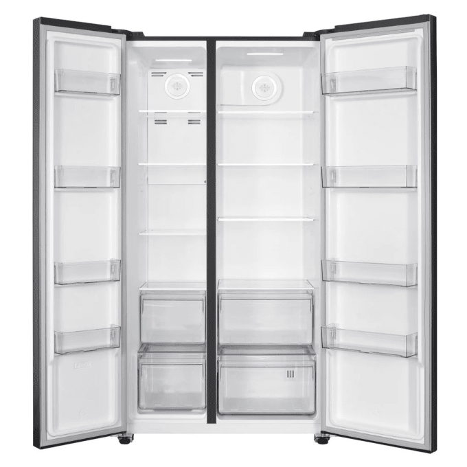 TCL 595L SIDE BY SIDE FRIDGE BLACK GLASS P774SBBG - CompuGhana