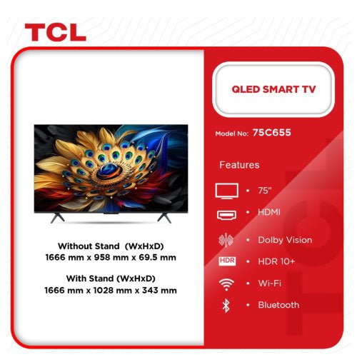 TCL QLED PRO 75C655 4K SMART ANDROID TELEVISION - CompuGhana