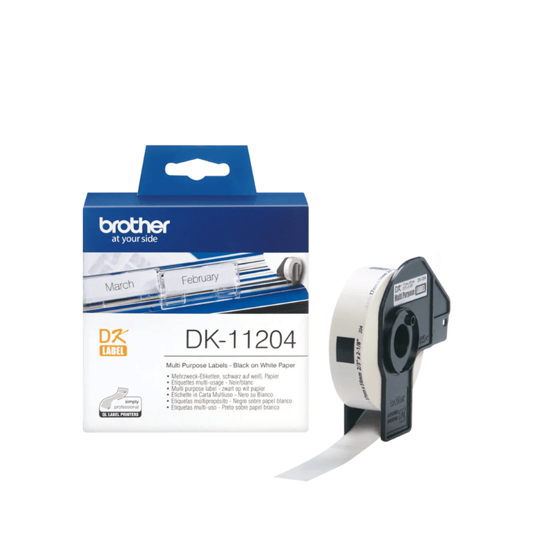 Brother DK - 11204 P - Touch Black on White Multipurpose Label - CompuGhana