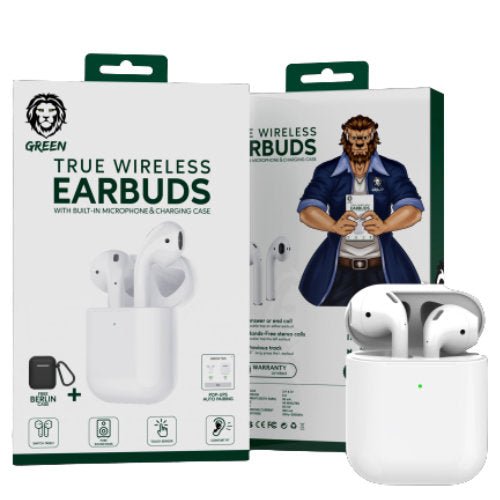 GREEN LION TRUE WIRELESS EARBUDS WHITE - CompuGhana