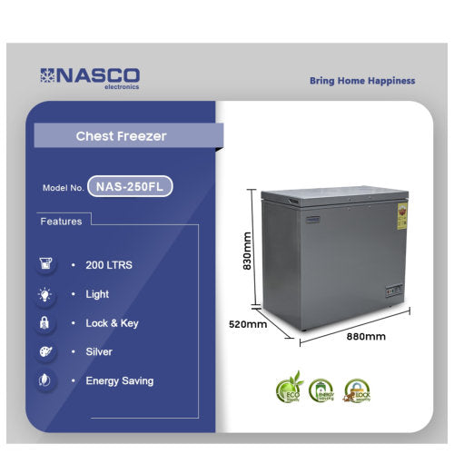 NASCO 200LTRS CHEST FREZERS NAS-250FL