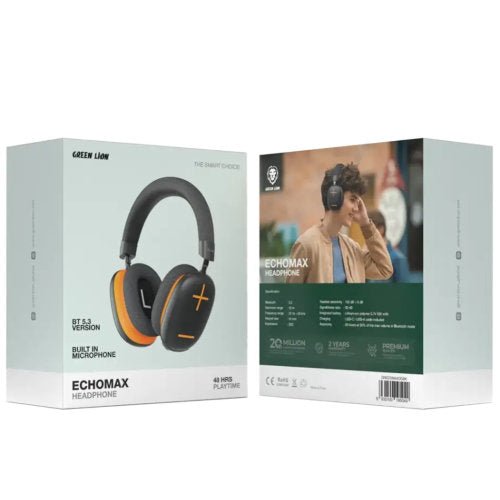 GREEN LION ECHO MAX HEADPHONE BLACK & ORANGE - CompuGhana