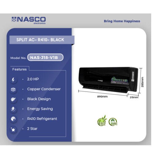 NASCO 2.0 HP R410 SPLIT AIR CONDITION BLACK - CompuGhana