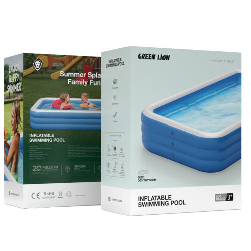 GREEN LION 305X185X60CM INFLATABLE SWIMMING POOL BLUE