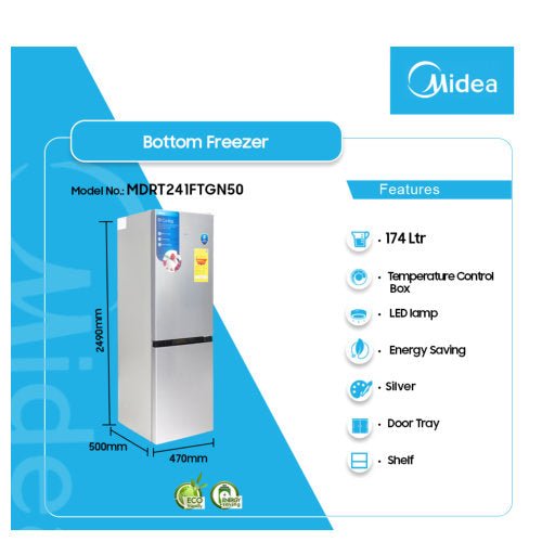MIDEA 174L FRIDGE BOTTOM FREEZER - CompuGhana