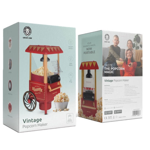 GREEN LION VINTAGE 1200W 270ML POPCORN MAKER - RED