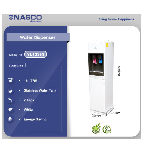 NASCO 16LTS CABINET 2 TAPS NAS-YD200-W WATER DISPENSER