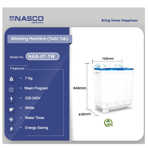 NASCO 7KG NASTL-B70FL TOP LOAD WASHING MACHINE
