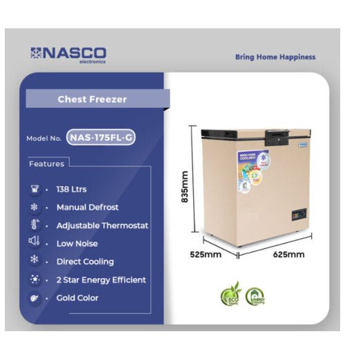 NASCO 138L NAS - 175FL - G CHEST FREEZER - GOLDEN - CompuGhana