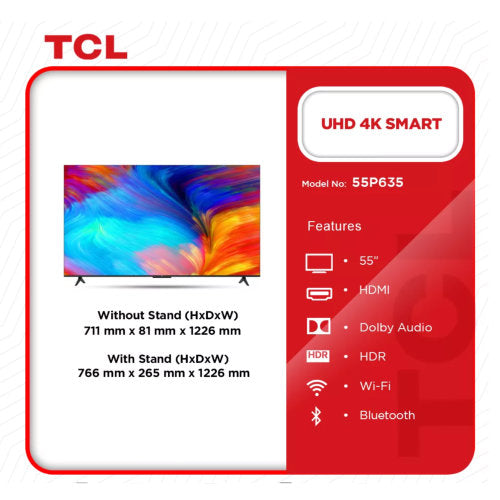 TCL 55'' LED UHD 4K SMART ANDROID TELEVISION