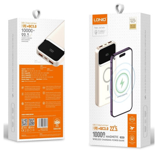 LDNIO POWER BANK MAGNETIC WIRELESS CHARGER 10000 MAH PQ12