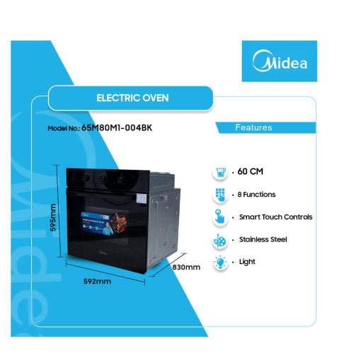 MIDEA 60CM 65M80M1 - 004BK ELECTRIC OVEN BUILT - IN BLACK - CompuGhana
