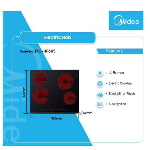 MIDEA MC-HF605 ELECTRIC HOB 4 BURNER