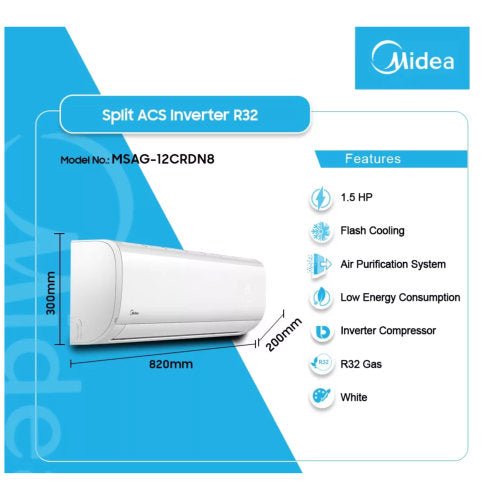 MIDEA 1.5HP R32 SPLIT INVERTER AIR CONDITIONER - CompuGhana