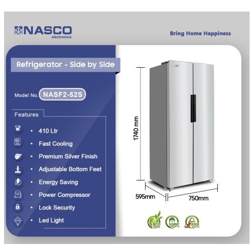 NASCO 410LTRS SIDE BY SIDE REFRIGERATOR - CompuGhana