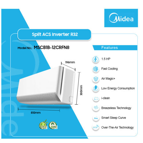 MIDEA 1.5HP INVERTER R32 BREEZELESS AIR CONDITIONER