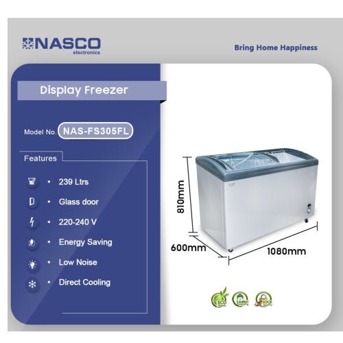 NASCO 239L DISPLAY CHEST FREEZER SILVER - CompuGhana