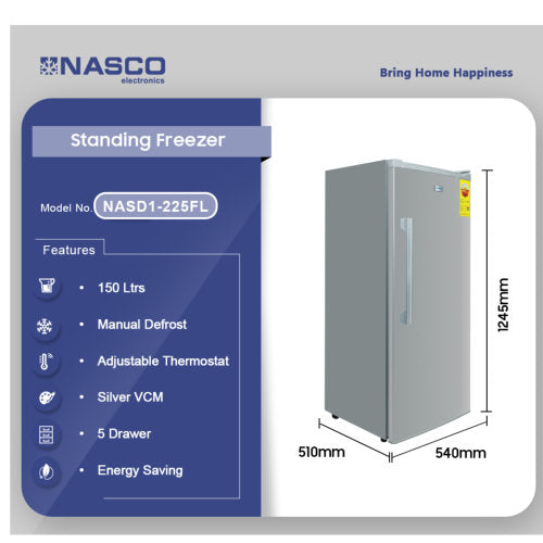 NASCO 150L STANDING FREEZER SILVER