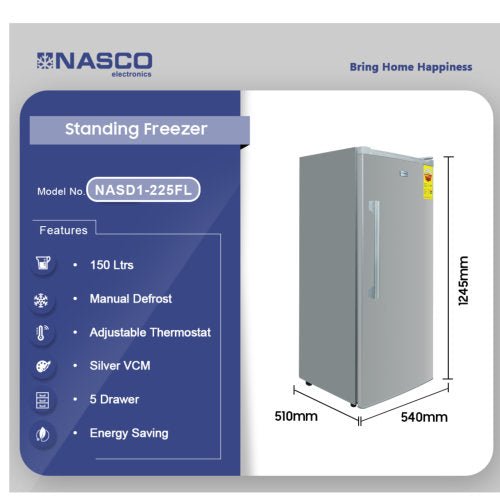 NASCO 150L STANDING FREEZER SILVER - CompuGhana