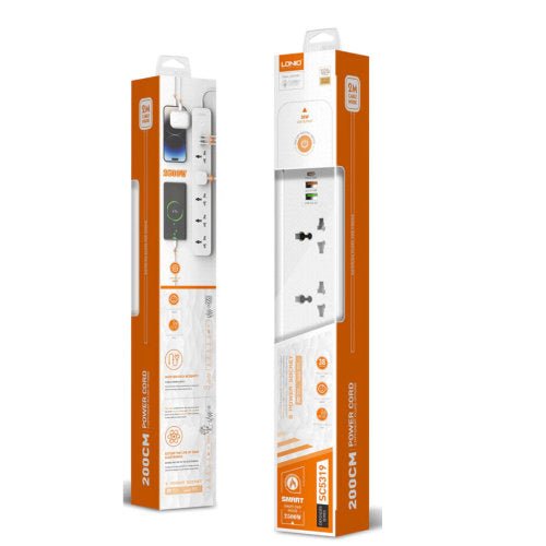 LDNIO 5 POWER SOCKET +3 USB PORT 2M - CompuGhana