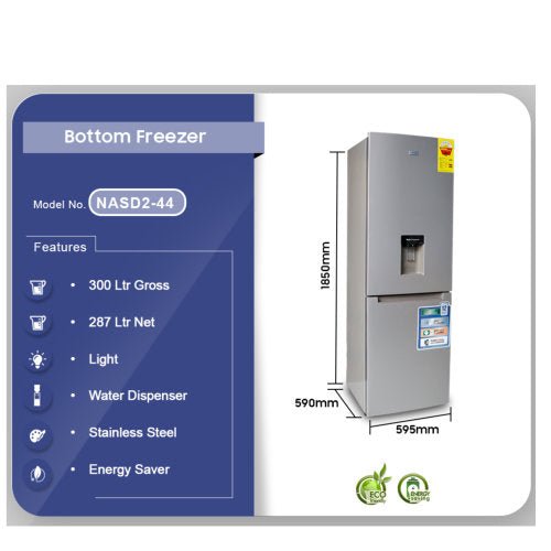 NASCO 287LTR BOTTOM FREEZER REFRIGERATOR - CompuGhana