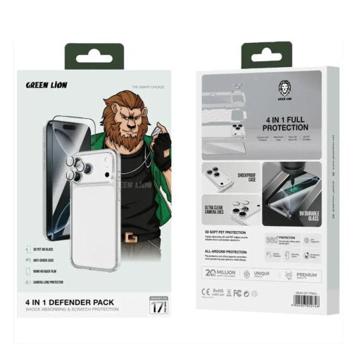 GREEN LION 4IN1 PROTECTION PACK IPHONE 17 PRO MAX CLEAR - CompuGhana