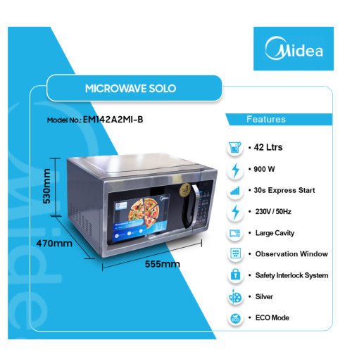 MIDEA EM142A2MI - B 42L SOLO MICROWAVE SILVER - CompuGhana