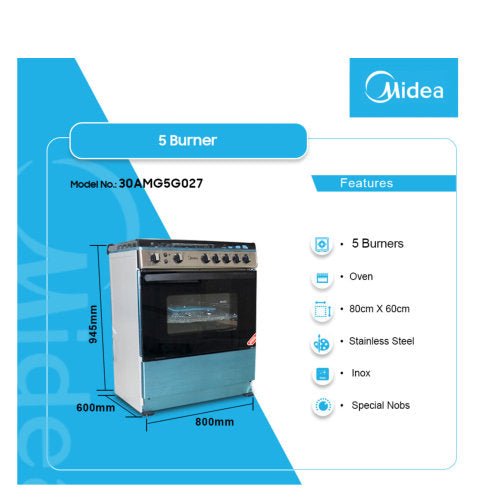 MIDEA 80x60 30AMG5G027 GAS COOKER - CompuGhana