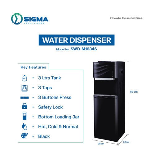 SIGMA 3 TAPS BOTTOM LOADING WATER DISPENSER BLACK - CompuGhana