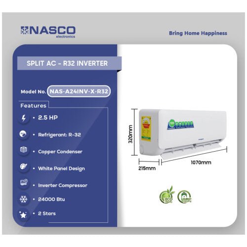 NASCO 2.5HP INVERTER R32 NAS - A24INV - X - R32 AIR CONDITION - CompuGhana