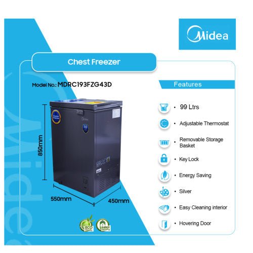 MIDEA 99L INVERTER CHEST FREEZER MDRC193FZG43D - CompuGhana