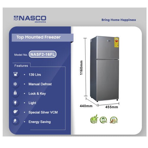 NASCO 138LTR TOP MOUNTED REFRIGERATOR - CompuGhana