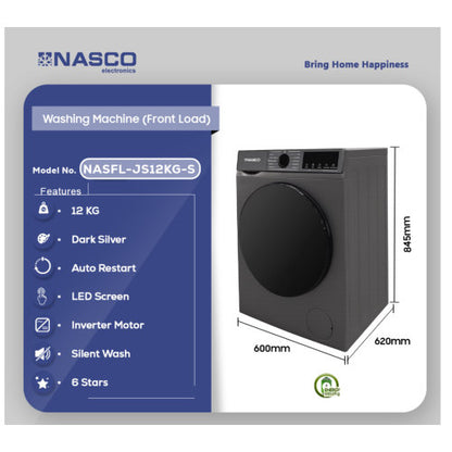 NASCO 12KG NASFL-JS12KG-S FRONT LOAD  WASHING MACHINE