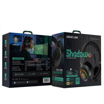 GREEN LION SHADOW GAMING WIRELESS HEADPHONE WITH ANC BLACK - CompuGhana