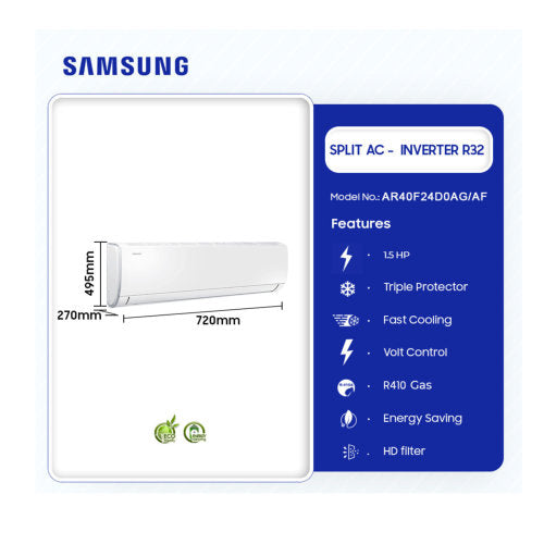 SAMSUNG 1.5HP R32 AR40H12D0AM SPLIT INVERTER AIR CONDITION