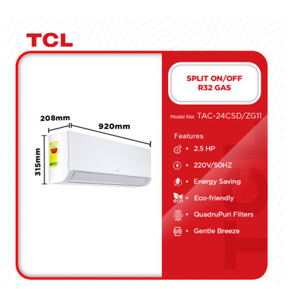 TCL 2.5HP R32 TAC-24CSD/ZG11 AIR CONDITION WHITE