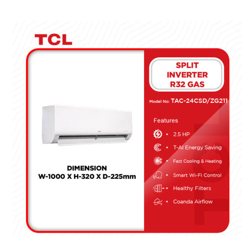 TCL 2.5HP R32 TAC-24CSD/ZG21I INVERTER AIR CONDITION WHITE