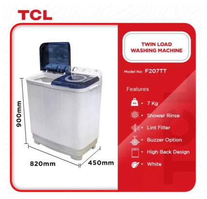 TCL 13kg F213tt Twin Top Washing Machine - CompuGhana
