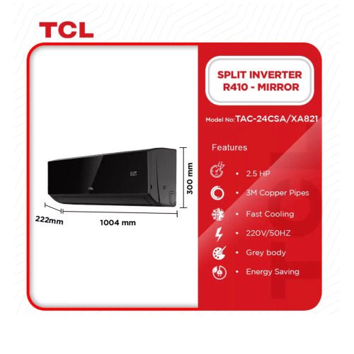 TCL TAC - 24CSA/XA82I 2.5HP SPLIT INVERTER R410A BLACK MIRROR AIR CONDITION - CompuGhana