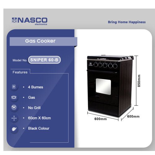 NASCO 60X60 SNIPER GAS COOKER BLACK - CompuGhana