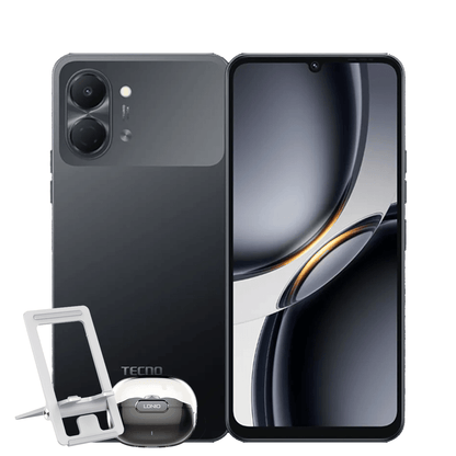 TECNO KN3 POP 20 128GB 4GB RAM + FREE BLUETOOTH EARBUD + PHONE STAND + TECNO BOTTLE & UMBRELLA - CompuGhana