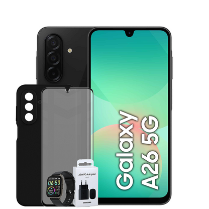 SAMSUNG GALAXY A26 A266B/DS 128GB 6GB 5G + FREE PHONE COVER & SCREEN PROTECTOR & SMART WATCH