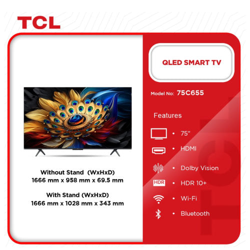 TCL QLED PRO 75C655 4K SMART ANDROID TELEVISION