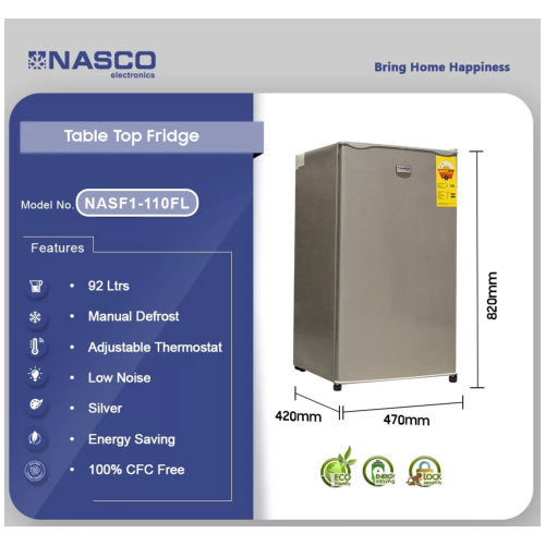 NASCO NASF1-110FL 92L TABLE TOP FRIDGE