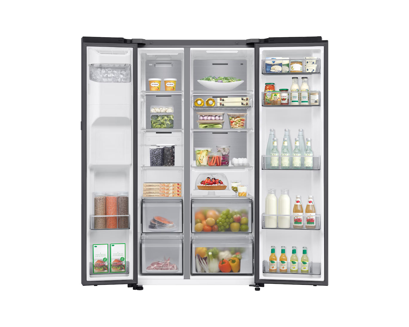 SAMSUNG  627L 3 DOOR + DISPENSER SIDE BY SIDE FRIDGE BLACK RS80F65G4F