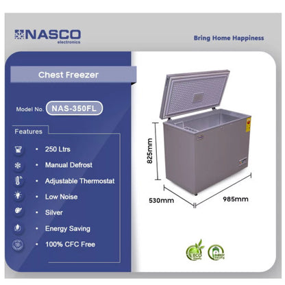 NASCO NAS-350FL 250 LTR CHEST FREEZER - SILVER